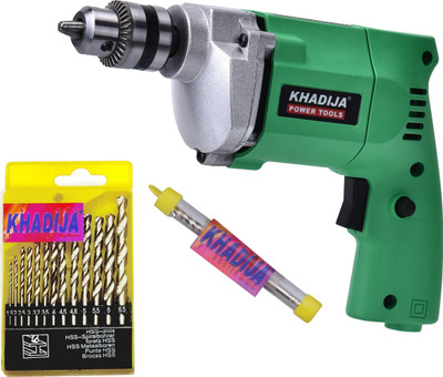 Khadija 350WATT Electric Drill With 13Pcs Hss Bits & 1Pc Masonary Bit Combo Pistol Grip Drill(10 mm Chuck Size)