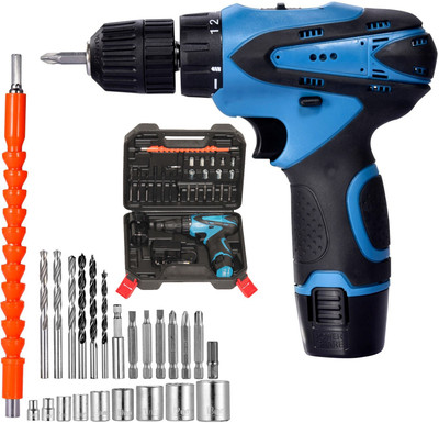 Digital Craft 12V Electric Screwdriver Wireless Drill With Led Light Portable Battery Nail Drill Machine Garden Carpentry Power Tool Set Cordless Drill(10 mm Chuck Size)