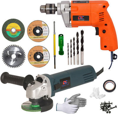 Digital Craft Powerful Compact Corded Drill for Drilling Wood, Metal & Plastic Angle Grinder & 10MM 400W Drill Kit with 5 Wood Bits, 4'' Metal/Wood Whee Pistol Grip Drill(10 mm Chuck Size)