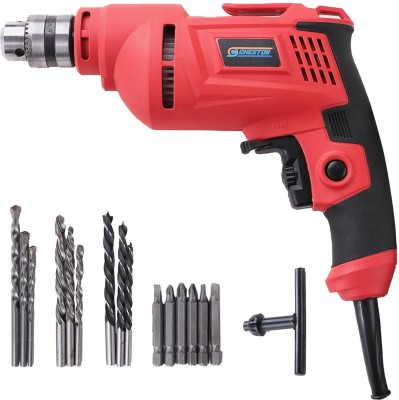 CHESTON 10mm Drill Machine for Home Use | 750W 2200RPM Variable Speed | Reversible Drill Kit Set with Accessories 3 Wall Bit, 3 Wood Bit, 3 Metal Bit + 6 Drill Bit Set | Pistol Grip Drill(10 mm Chuck Size)