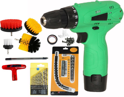 Digital Craft Cordless Drill 12V Kit – Includes T-Handle Driver & 4 Cleaning Brushes Pistol Grip Drill(10 mm Chuck Size)