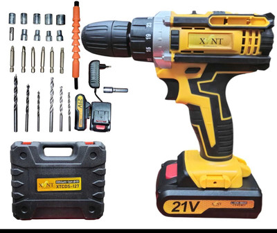 XLNT 21V CORDLESS DRILL MACHINE KIT x2-21V Battery Operated with 2 Speed and 25pc Accessories Cordless Drill(10 mm Chuck Size)