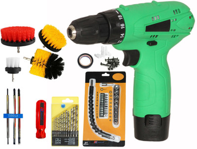 Digital Craft Cordless Drill 12V,4Pc Drill Brush Set,6 IN 1 Screw Driver Pistol Grip Drill(10 mm Chuck Size)