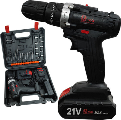 VOLTZ 23 Pcs Drill tool kit 23 pcs Drill Tools Kits 12 V Cordless Drill 2pcs battery, Toolbox Storage Case Pistol Grip Drill(10 mm Chuck Size)
