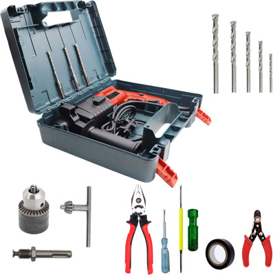 Hillgrove HM24M2 20mm Hammer Drill Machine Forward/Reverse Rotaion with 5Pcs Hand Tool Kit Chunk(13mm),SDS Adapter,5Pcs Masonry Drill Bit Set For Drilling HMGC1020 Hammer Drill(20 mm Chuck Size, 750 W)