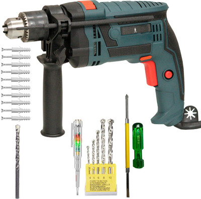 Digital Craft Powerful Variable Speed Reversible Compact Drill Machine 13mm Electric Drill Machine with Line Tester5Pc Masonry Bit Set 2in1 Screwdriver Pistol Grip Drill(13 mm Chuck Size)