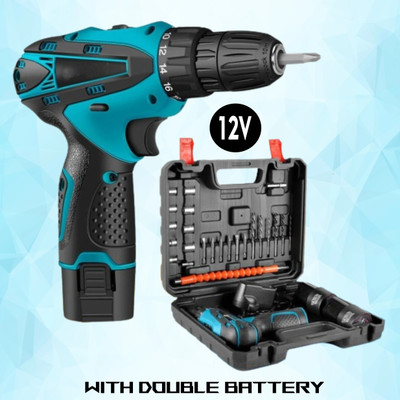 XTOOLS CD-12V Cordless 12V Screw Drill/Driver With Dual Batteries,18 Torque Setting,Rev. & Fwd Cordless Drill(13 mm Chuck Size)