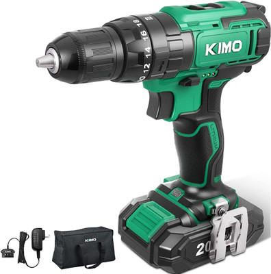 Kimo Brushless Cordless Drill Machine with 1 Battery Keyless Chunk-Battery Powered-Reverse Forward Motion Cordless Drill(13 mm Chuck Size)