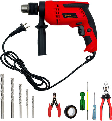 Hillgrove HGCM1167M1 700W Drill Machine with 5Pcs Hand Tool Kit, 5Pcs Masnory Drill Bits for Making Holes in Metal/Wood/Concrete with Reverse Rotation P08SM946 Pistol Grip Drill(13 mm Chuck Size)