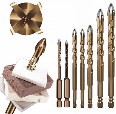 Verilux 7pcs Alloy Steel Drill Bits Set for Concrete Tile Wood Glass 7pcs Alloy Steel Drill Bit Set 3mm to 12mm Hex Shank Carbide Concrete Drill Bits Masonry Bits(Pack of 1)