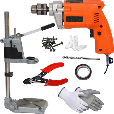 Digital Craft 400W 10mm Electric Drill with Adjustable Stand, 1/4-Inch Masonry Bit Set, and Wire Stripper – Compact and Powerful for All-Round Use Pistol Grip Drill(10 mm Chuck Size)