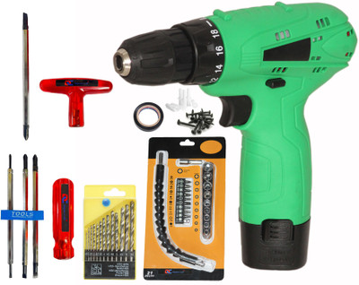 Digital Craft Cordless Drill 12V Kit – 6-in-1 Driver Plus T-Handle 2-in-1 Screwdriver Pistol Grip Drill(10 mm Chuck Size)