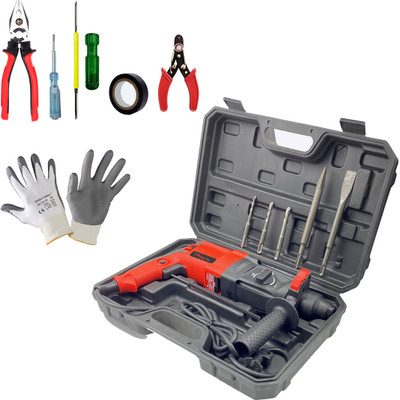 Hillgrove HG1045M3 26mm Hammer Impact Drill Machine Forward/Reverse Rotaion with 5Pcs Hand Tool Kit,Gloves,5Pcs SDS Bits Set For Making Holes in Metal/Wood/Concrete HCM15 Hammer Drill(26 mm Chuck Size, 1200 W)