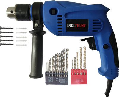 Inditrust 700w and 13pc Hss 5pc Masonry bit with 5pc Gitti 5pc Patch set Pistol Grip Drill(13 mm Chuck Size)