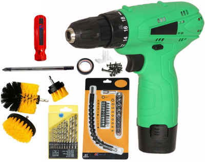 Digital Craft Cordless Drill 12V,4Inch 2 IN 1 Screw Driver,3Pc Drill Brush Set Pistol Grip Drill(10 mm Chuck Size)