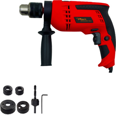 Hillgrove HGCM1156M3 700W Power Drill Machine with 6Pcs Wood Working Hole Saw Drill Bits for Making Holes in Metal/Wood/Concrete with Reverse Rotation P08SM915 Pistol Grip Drill(13 mm Chuck Size)