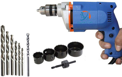 Digital Craft DGC-DM-CMBO Drill Machine Bit set for drilling 1 Pcs Masonry & 13 Pcs. HSS Twist Drills 6PC WOOD HOLE SAW (10MM, BLUE) Pistol Grip Drill(10 mm Chuck Size)