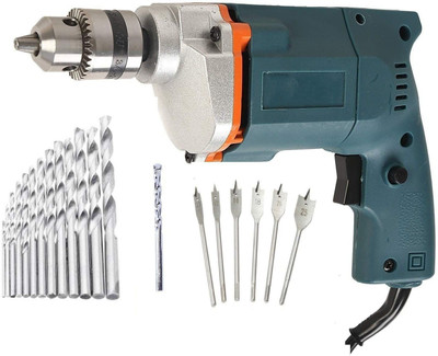 Inditrust with 13pc HSS 1pc Masonry & 6pc Flat wood bit set Machine Bit set Pistol Grip Drill(10 mm Chuck Size)