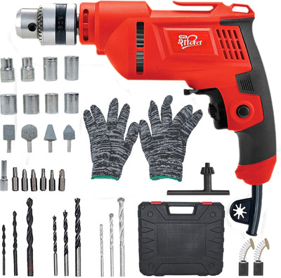 HPD 10MM Drill Kit 500W Kit Heavy Duty Copper Motor Electric Drill Machine with Vari able & Reverse/Forward for Wood, Metal, Power Tool Kit for Home & Professional Pistol Grip Drill(10 mm Chuck Size)