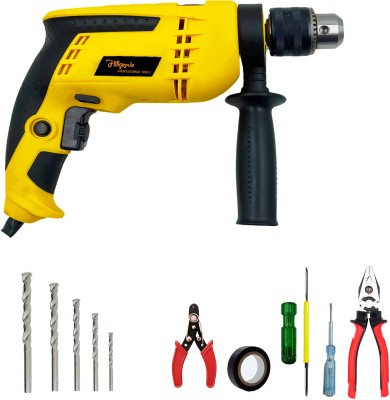 Hillgrove HGCM1150M1 700W Drill Machine with 5Pcs Hand Tool Kit, 5Pcs Masnory Drill Bits for Making Holes in Metal/Wood/Concrete with Reverse Rotation P08WD946 Pistol Grip Drill(13 mm Chuck Size)