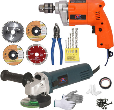 Digital Craft Powerful Compact Corded Drill for Drilling Wood, Metal & Plastic 400W 10MM Drill Kit with Angle Grinder 5 Masonry Bits, 4'' Multi-Material Blade Pistol Grip Drill(10 mm Chuck Size)