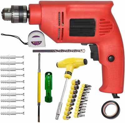 Digital Craft Corded Compact Power Drill for Fast and Precise Drilling in Wood,Metal & Plastic 10MM Electric Reversible Drill Machine with 2-in-1 Screwdriver & T-Bar Socket Pistol Grip Drill(10 mm Chuck Size)