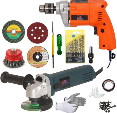 Digital Craft Powerful Compact Corded Drill for Drilling Wood, Metal & Plastic 400W 10MM Drill Kit with Angle Grinder & 13 HSS Bits, 3'' Cup Brush, Metal Wheel Pistol Grip Drill(10 mm Chuck Size)