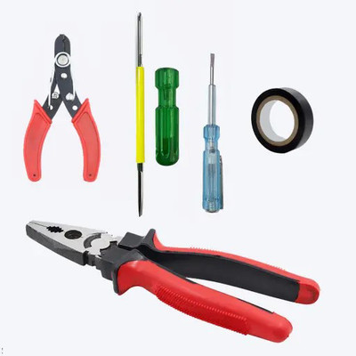 Snoktool Combination Plier Wire Stripper Line Tester & Screwdriver With Electrical Tape Hand Tool Kit(5 Tools)