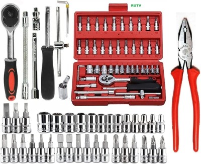 HENGLOBE 46 In 1 Pcs Tool Kit & Screwdriver and Socket Set,Hand Tool Kit Socket Set Hand Tool Kit(46 Tools)