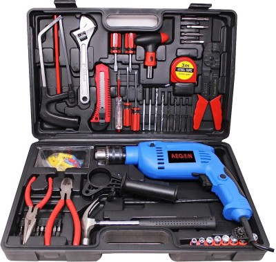 AEGON Variable Speed Reversible Electric Drill Machine with 121 pcs Accessories Kit Power & Hand Tool Kit(121 Tools)