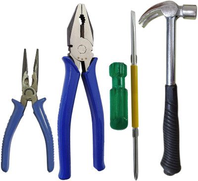 Inditrust Heavy duty Plier Blue Claw Hammer 2in1 Screwdriver and Nose Plier set Hand Tool Kit(4 Tools)
