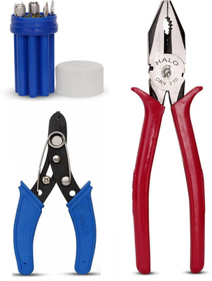 Toolsbae 1 Combination Plier, Wire Cutter and 8in1 Screwdriver Hand Tool Kit(3 Tools)