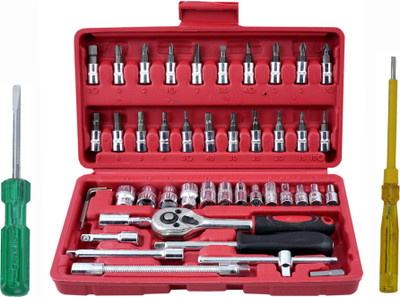 ALYRATOOLS 3-Piece Ratchet Socket Set with Tester & Flat Screwdriver Hand Tool Kit(2 Tools)