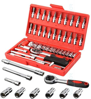 ToolTrove 46pcs Tool Ratchet Torque Wrench Combo Tools Kit Car Repair Set Hand Tool Kit Power & Hand Tool Kit(46 Tools)