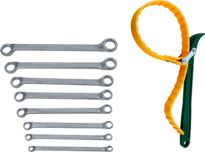 ALYRATOOLS Box End Ring Spanner Set with Adjustable Strap Wrench Hand Tool Kit(2 Tools)