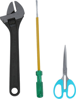 ALYRATOOLS 3-Piece Adjustable Wrench, Screwdriver & Scissors Tool Kit Hand Tool Kit(3 Tools)