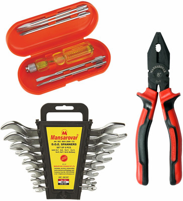 Mansarovar MSK01 Home Tool Kit -Plier,Screw Driver,Spanner Hand Tool Kit(14 Tools)