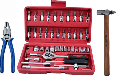 ALYRATOOLS 2-Piece Socket Tool Kit with Combination Plier & Claw Hammer Hand Tool Kit(3 Tools)