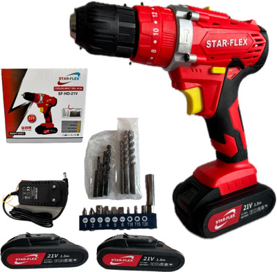 Mat max SF-HD-21V STAR-FLEX CORDLESS IMPACT DRILL KIT SET WITH 2 SPEED MODES & 17 TOOL KIT Cordless Drill(10 mm Chuck Size)