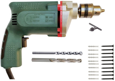 Inditrust new 10mm Electric Drill Machine 350W & 1pc Masonry 20pc screw & 1pc HSS bit set Power & Hand Tool Kit(4 Tools)