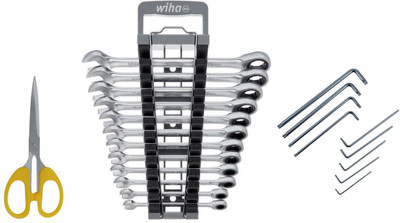 ALYRATOOLS 3-Piece Ratcheting Spanner Set with Hex Key Set & Multipurpose Scissor Power & Hand Tool Kit(3 Tools)