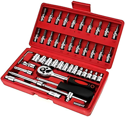 Feemie 46 PCS Tool Ratchet Torque Wrench Combo Tools Kit Car Repair Set Hand Tool Kit Hand Tool Kit(46 Tools)