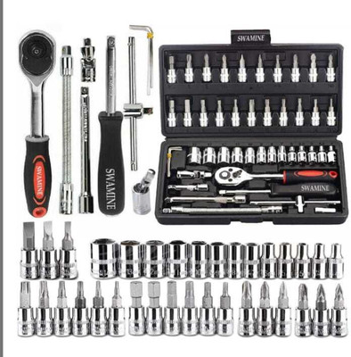 CREATION BAZAAR 46 in 1 Pcs Tool Kit & Screwdriver and Socket Set Combination Set Power & Hand Tool Kit(46 Tools)