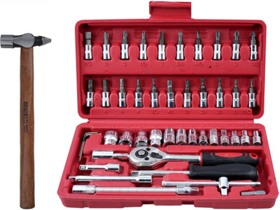 ALYRATOOLS 2-Piece Ratchet Socket & Screwdriver Tool Kit with Ball Peen Hammer Hand Tool Kit(2 Tools)