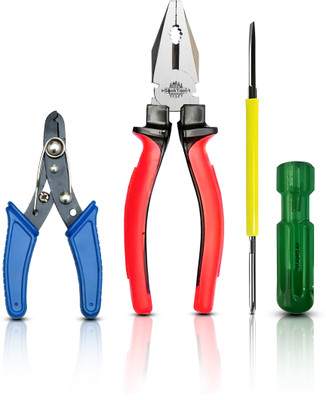 Snoktool 200 MM Plier &130 MMwire cutter with 2in1 screwdriver Hand Tool Kit(3 Tools)