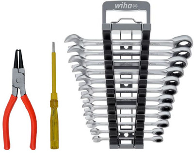 ALYRATOOLS 3-Piece Ring Spanner Set with Plier & Electrical Tester Power & Hand Tool Kit(3 Tools)