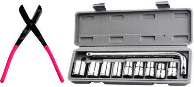 ALYRATOOLS Heavy-Duty Socket Wrench & Pink Pliers Combo Hand Tool Kit(2 Tools)