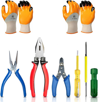 RanPra 5 SET HAND TOOL KIT WITH 2 PAIR SAFETY GLOVES Power & Hand Tool Kit(7 Tools)