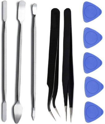 Sharum Crafts Set of 3 Metal Openers, 2 black tweezers and 5 plastic openers Hand Tool Kit(3 Tools)