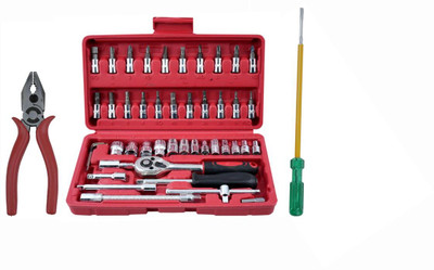 ALYRATOOLS 2-Piece Socket Tool Kit with Combination Plier & Tester Screwdriver Hand Tool Kit(3 Tools)